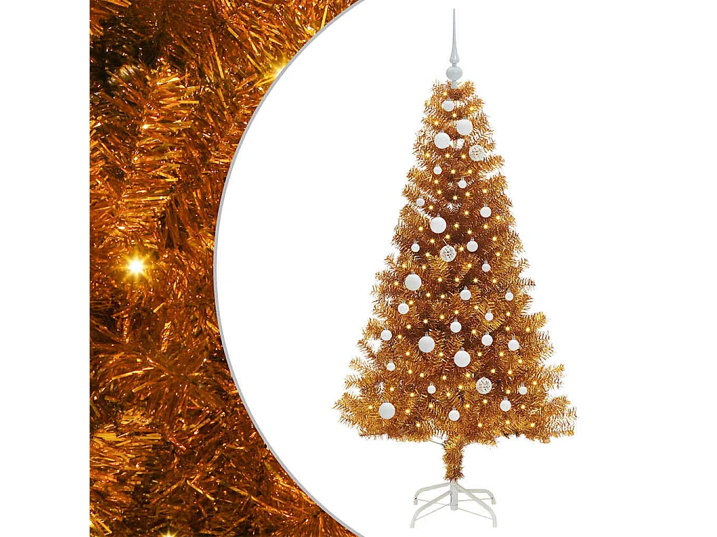 Sapin de Noël avec 150 LED avec support Doré 150 cm PET