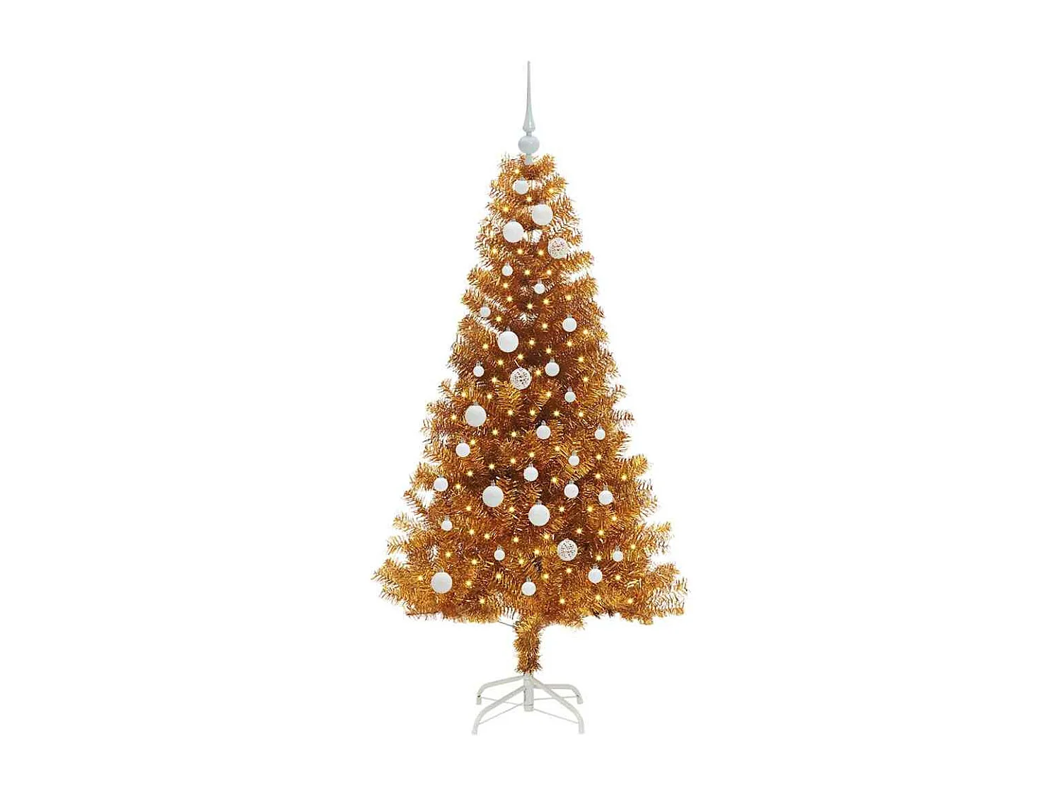 Sapin de Noël avec 150 LED avec support Doré 150 cm PET