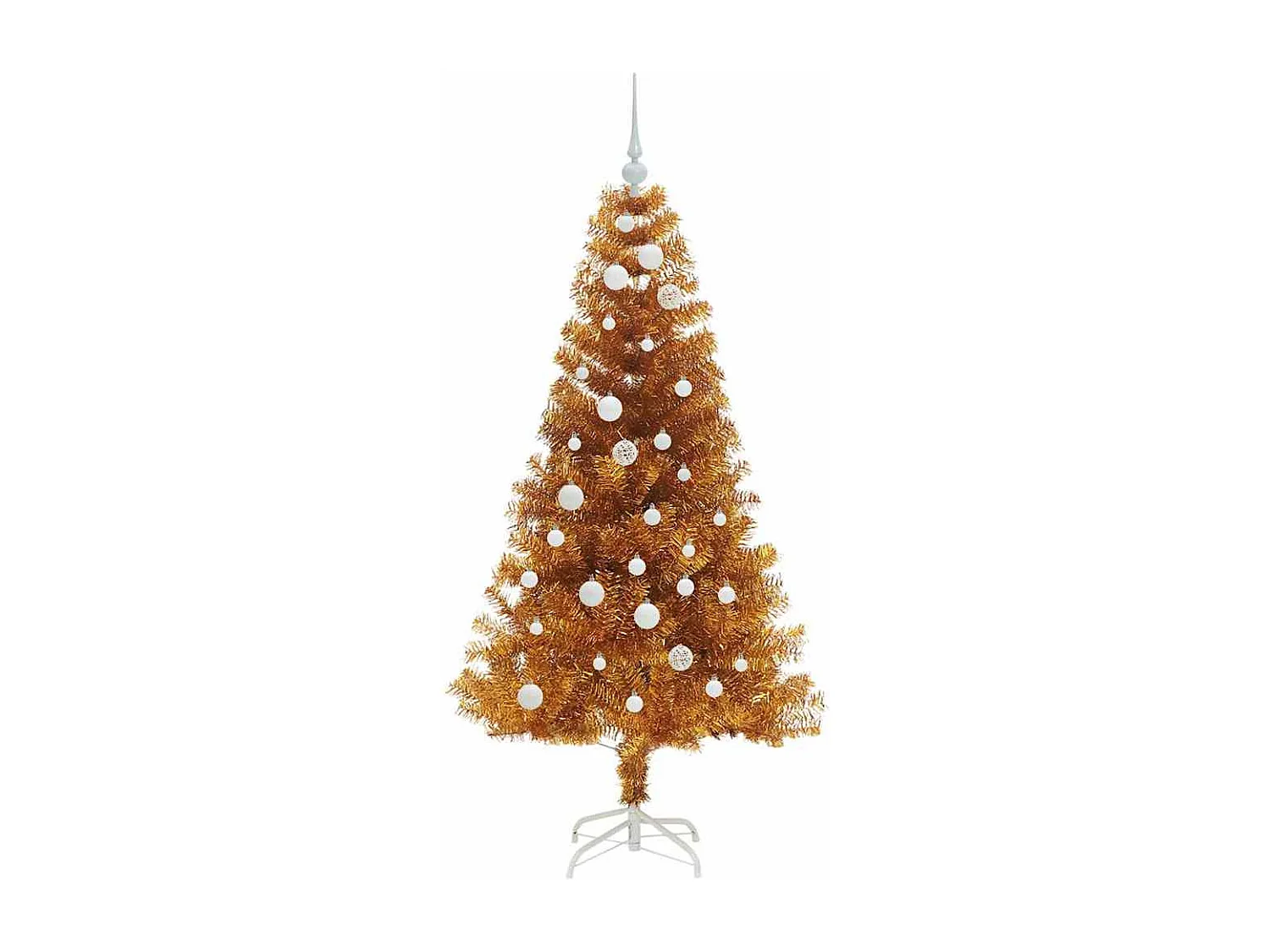 Sapin de Noël avec 150 LED avec support Doré 150 cm PET