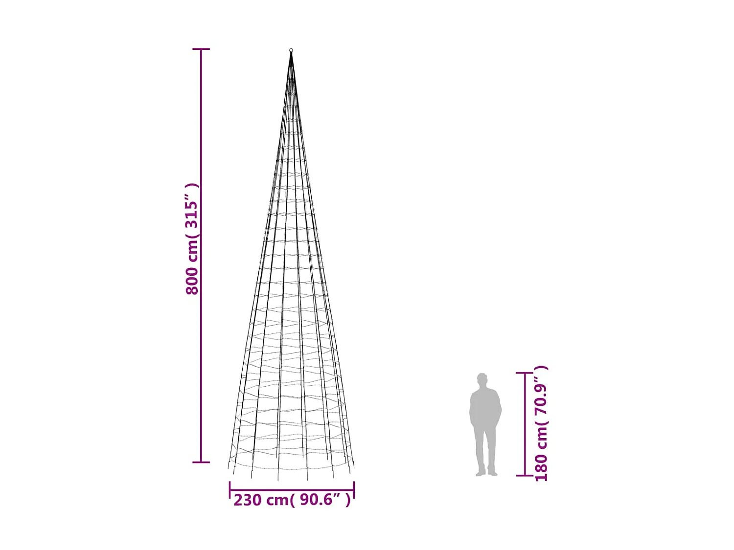 LED-kerstboom op vlaggenmast 3000 kleurrijke LED's 800 cm