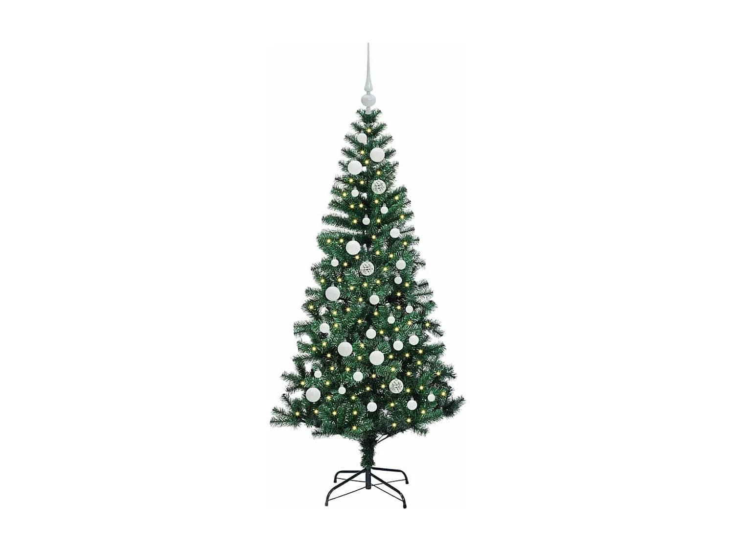 Albero di Natale artificiale preilluminato verde 150 cm PVC e metallo