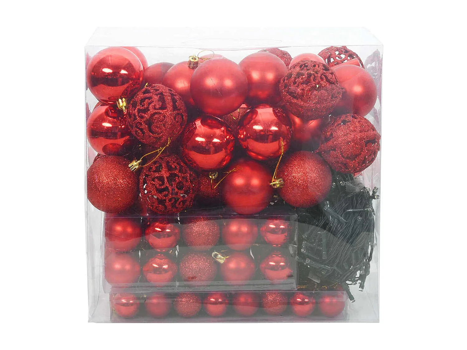 Ensemble de Boules de Noël avec 300 LED 120 pcs Rouge Plastique