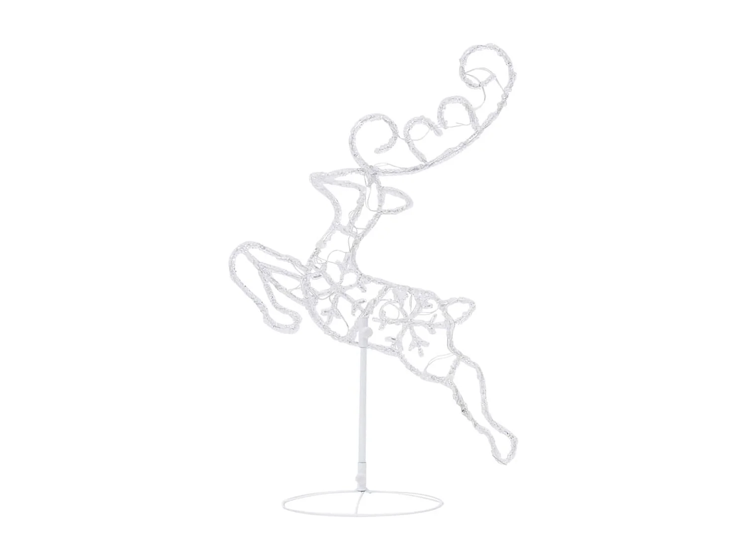 Renna/slitta di Natale volante in acrilico 260x21x87cm bianco caldo