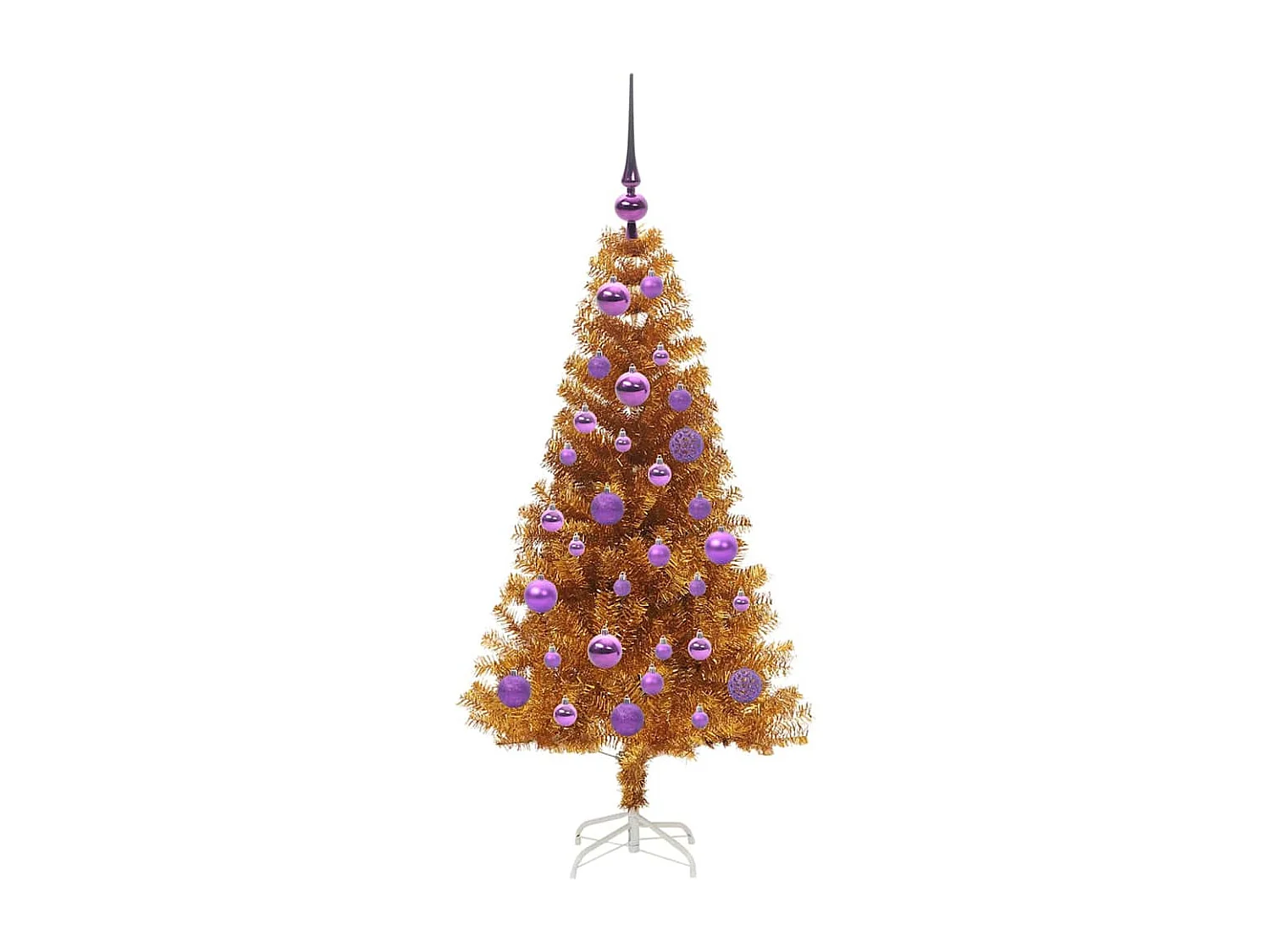 Sapin de Noël avec 150 LED avec support Doré 120 cm PET