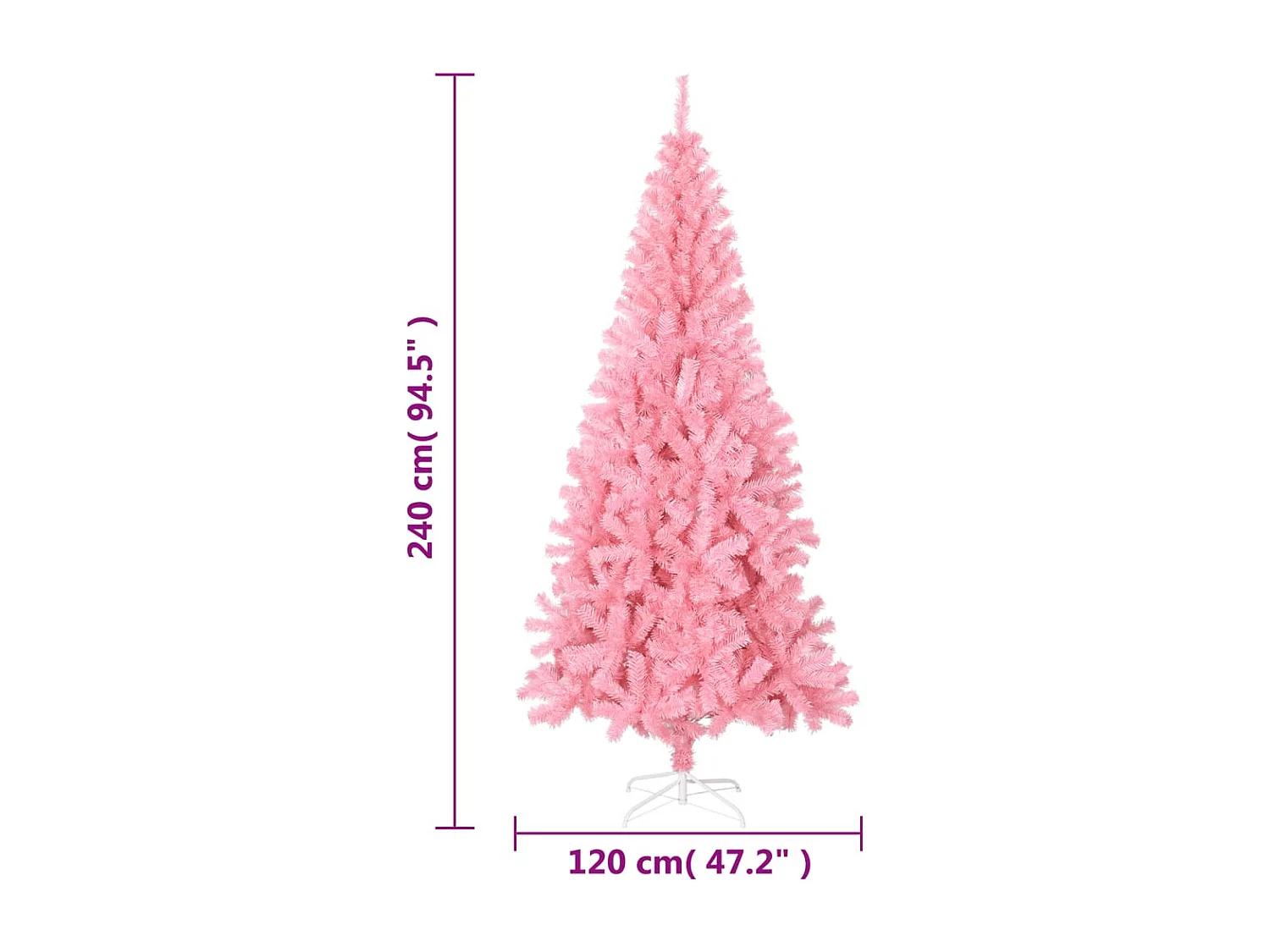 Albero di Natale artificiale con supporto rosa 240 cm PVC