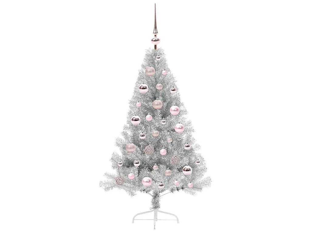 Sapin de Noël artificiel pré-éclairé Argent 120 cm PET