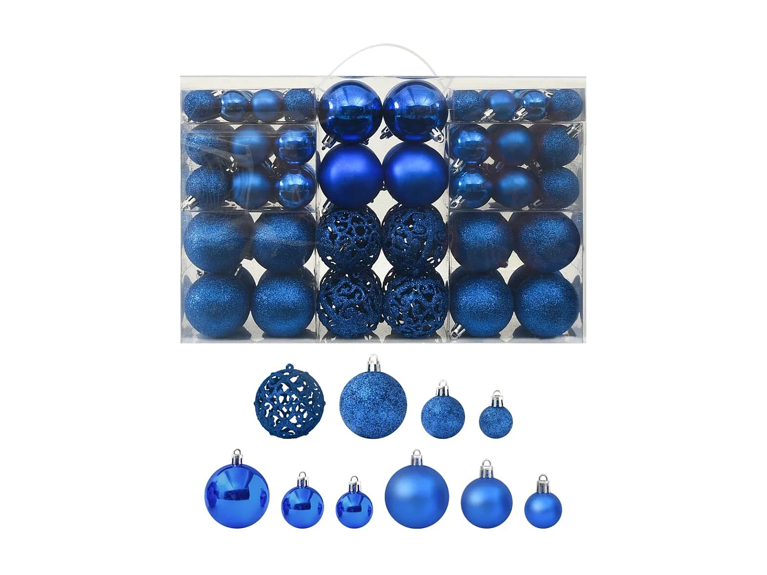 Ensemble de boules de Noël 100 pcs Bleu