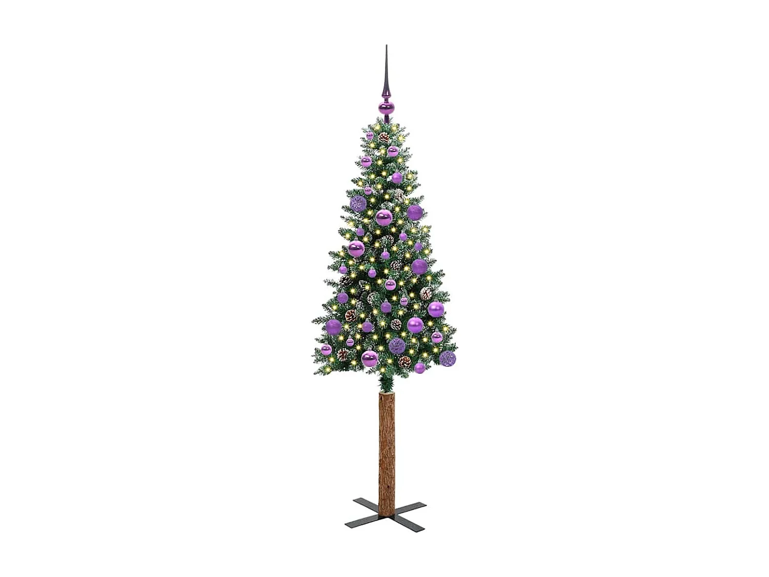 Albero di Natale sottile con 150 LED Verde e bianco 150 cm