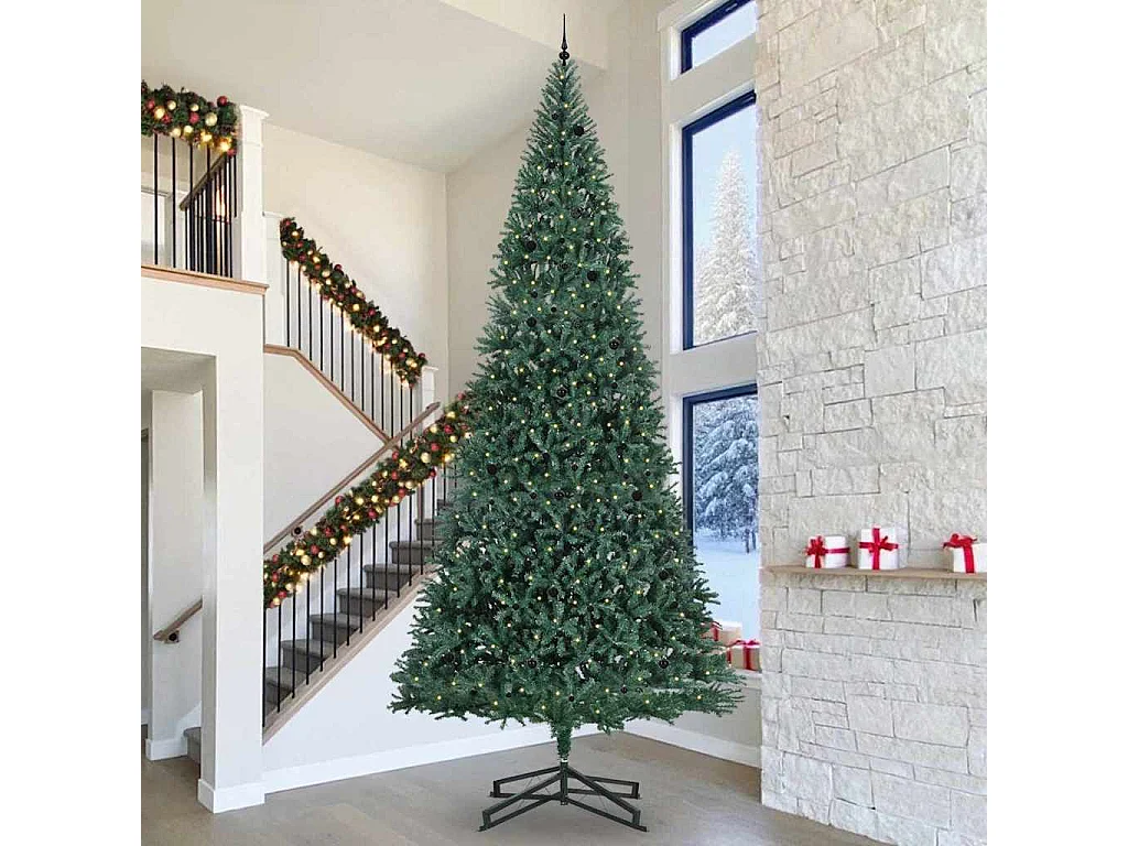 Albero di Natale artificiale preilluminato con set di palline