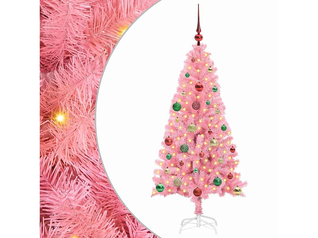 Kerstboom met 150 LED's met standaard Roze 150 cm PVC