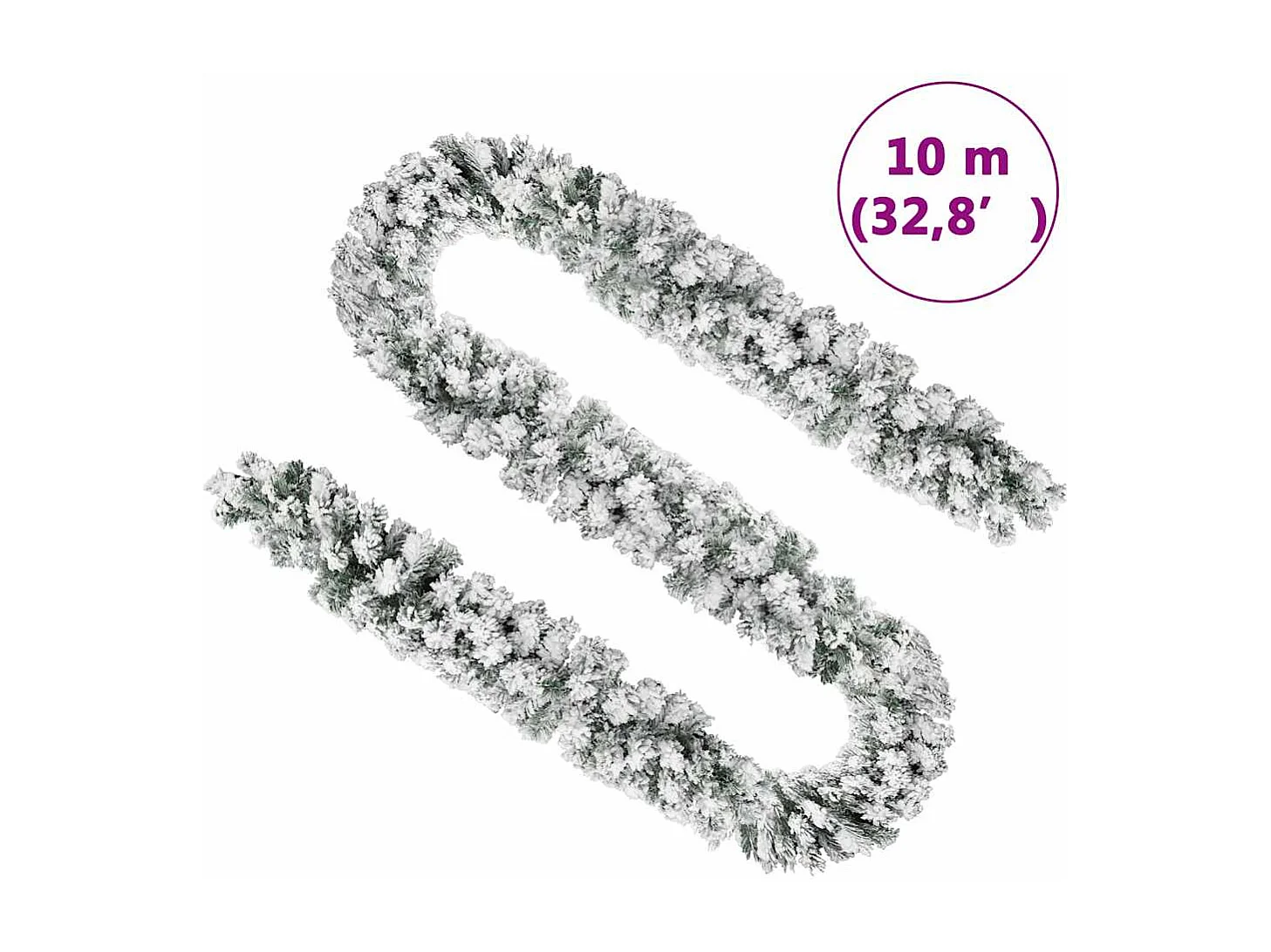 Guirlande de Noël avec neige floquée Vert 10 m PVC