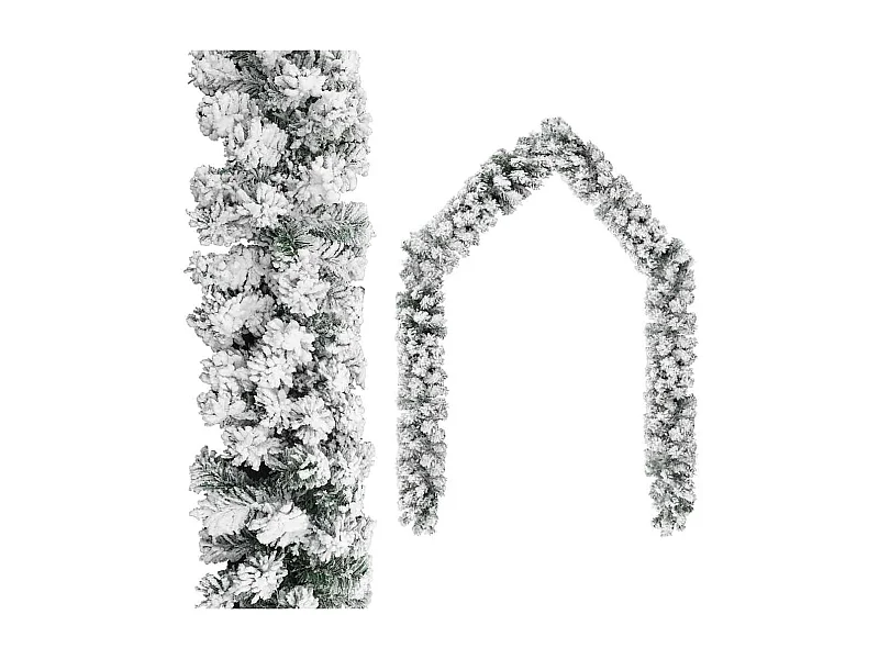 Guirlande de Noël avec neige floquée Vert 10 m PVC