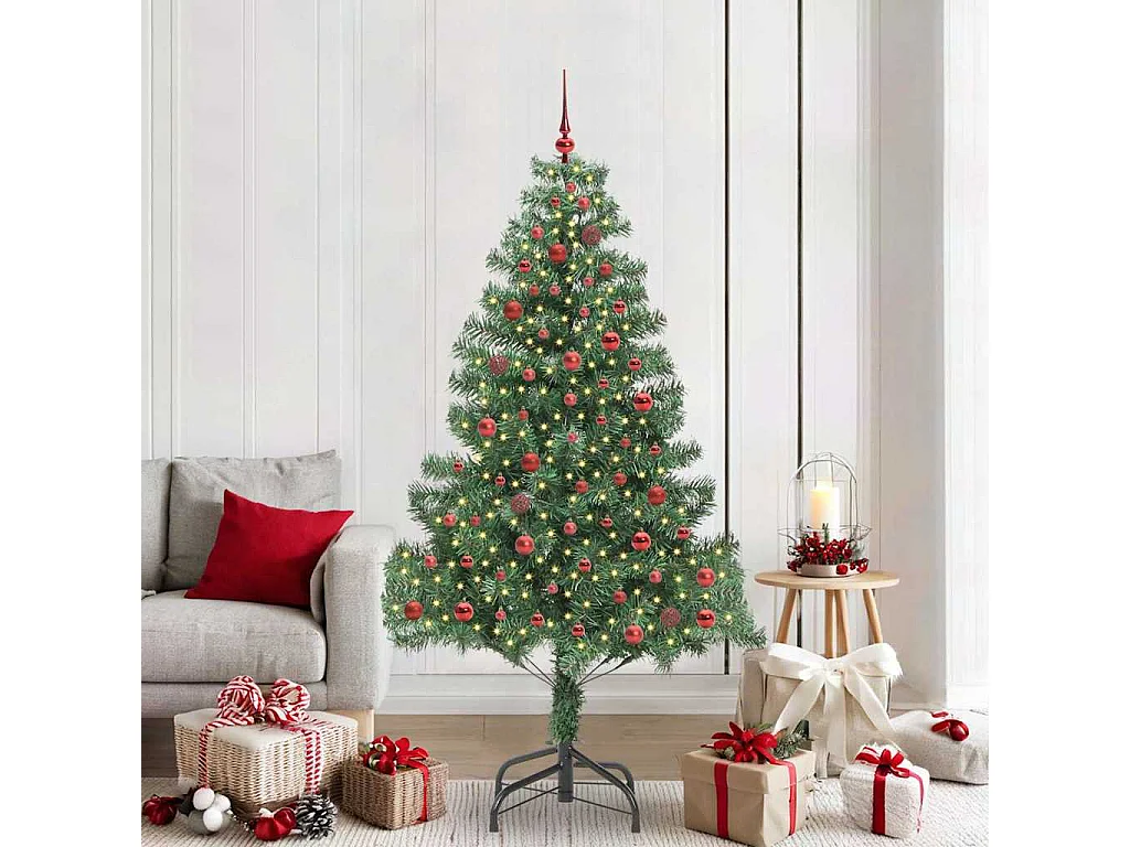 Sapin de Noël avec 300 LED avec support Vert 210 cm PVC