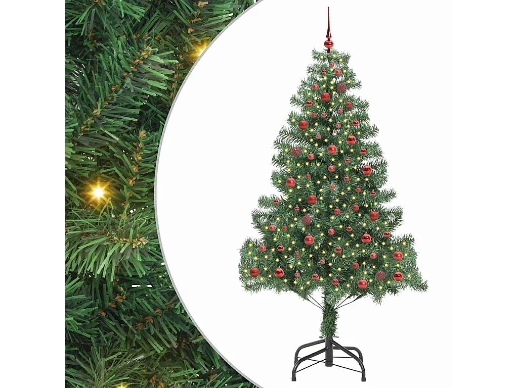 Sapin de Noël avec 300 LED avec support Vert 210 cm PVC