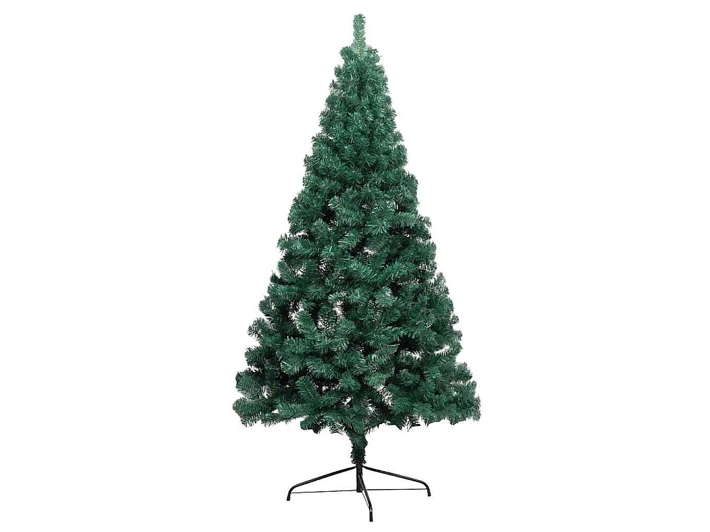 Albero di Natale artificiale preilluminato con palline verdi, 210 cm
