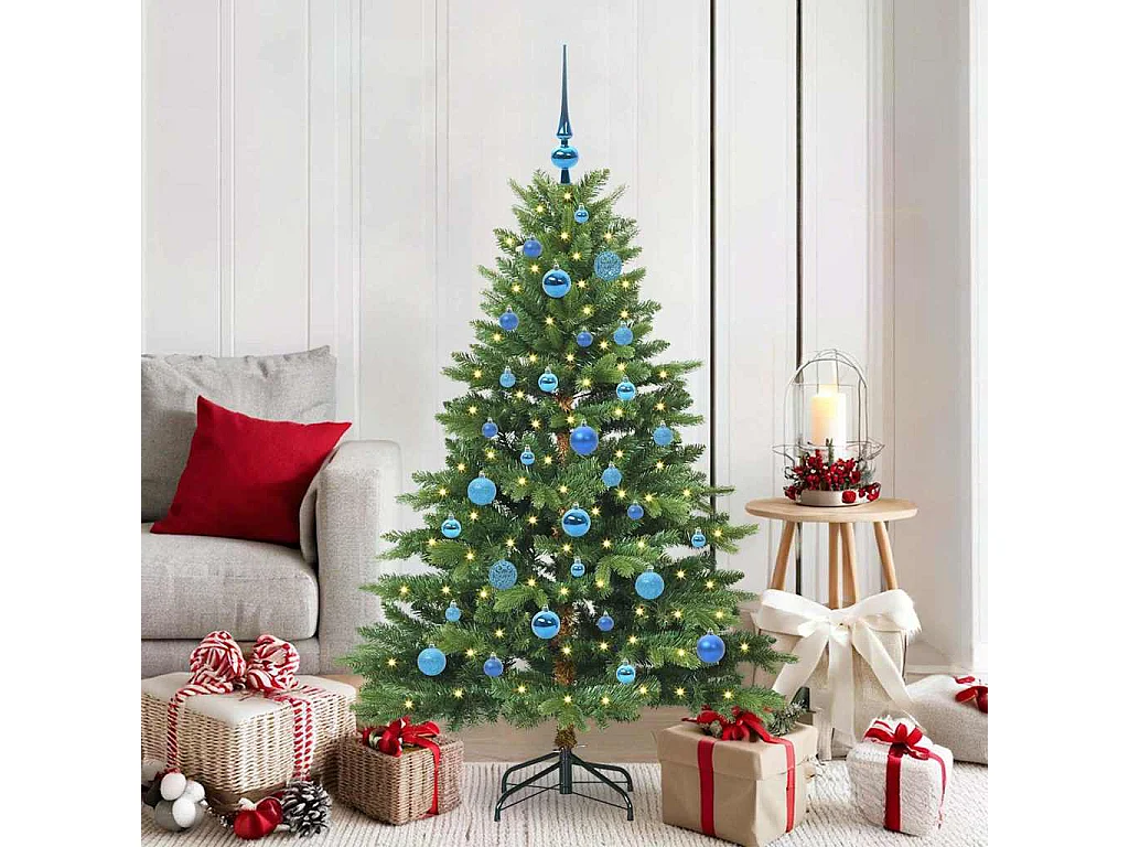 Albero di Natale artificiale con 150 LED Verde 150 cm PE e PVC