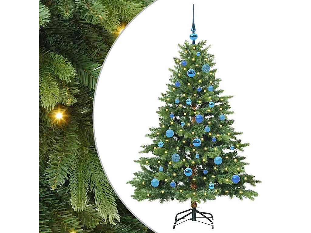 Künstlicher Weihnachtsbaum mit 150 LEDs Grün 150 cm PE und PVC