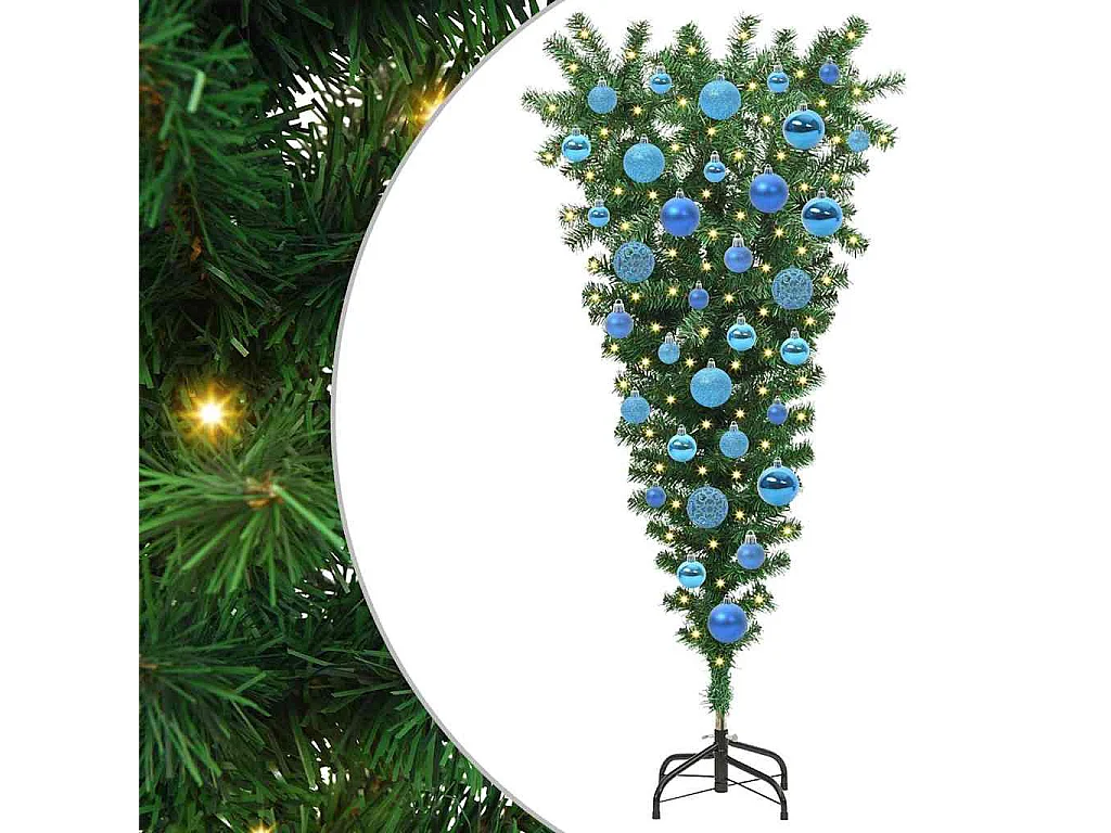 Arbre de Noël artificiel pré-éclairé à l'envers avec ensemble de boules