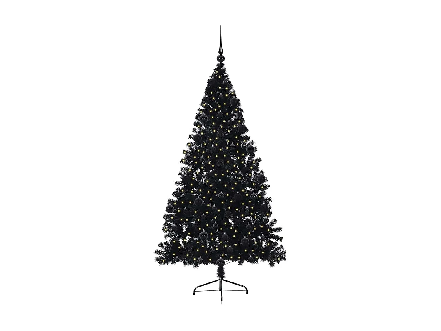 Sapin de Noël artificiel pré-éclairé Noir 210 cm PVC