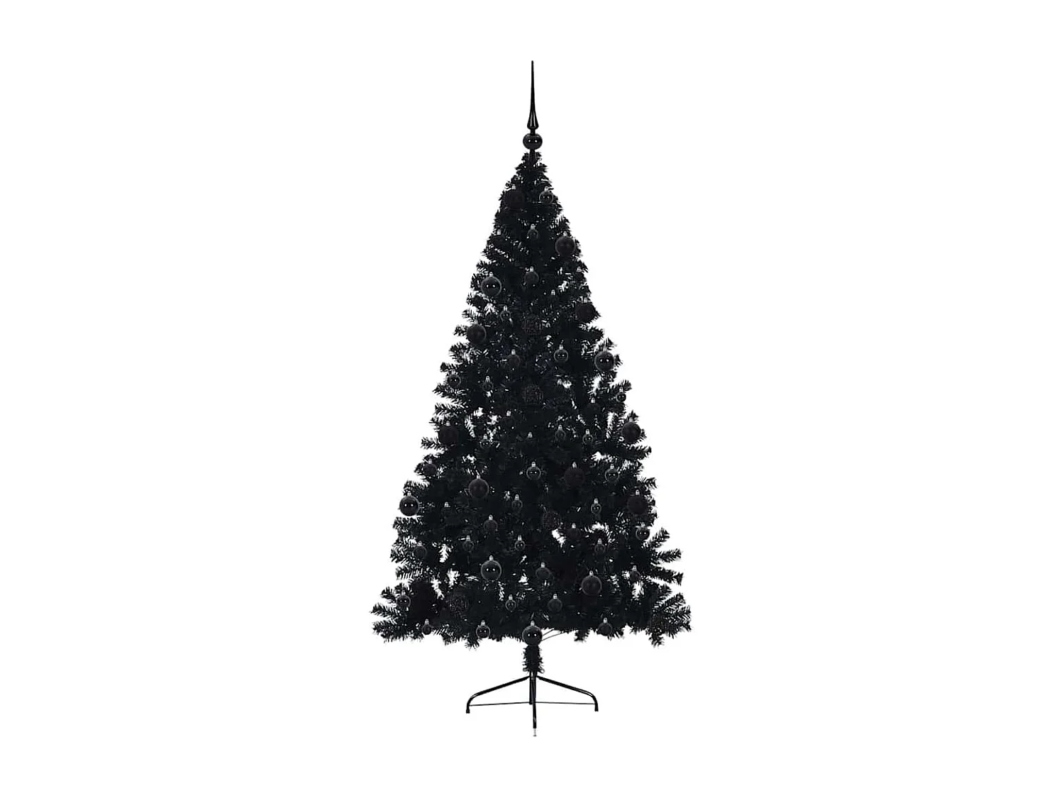 Sapin de Noël artificiel pré-éclairé Noir 210 cm PVC
