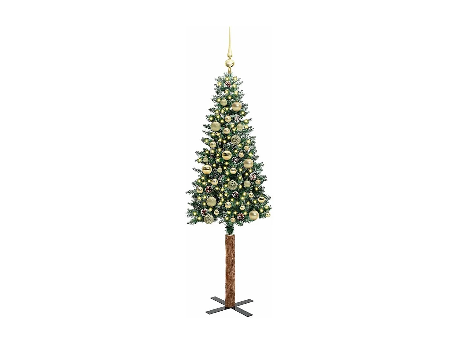 Albero di Natale sottile con 150 LED Verde e bianco 150 cm