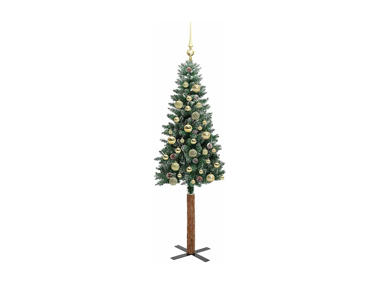Albero di Natale sottile con 150 LED Verde e bianco 150 cm