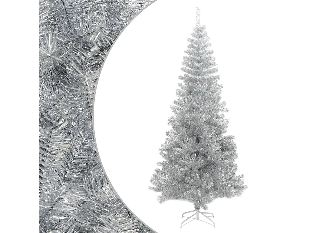 Künstlicher Weihnachtsbaum mit silbernem Ständer 210 cm PET