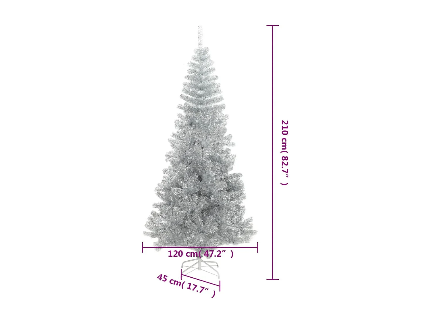 Künstlicher Weihnachtsbaum mit silbernem Ständer 210 cm PET