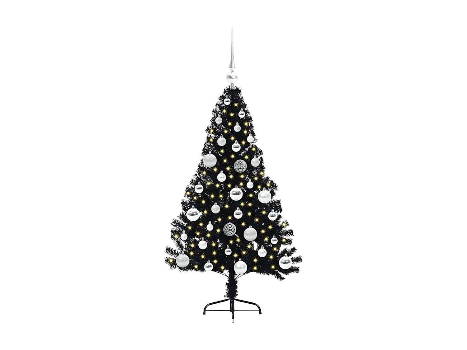 Sapin de Noël artificiel pré-éclairé Noir 120 cm PVC