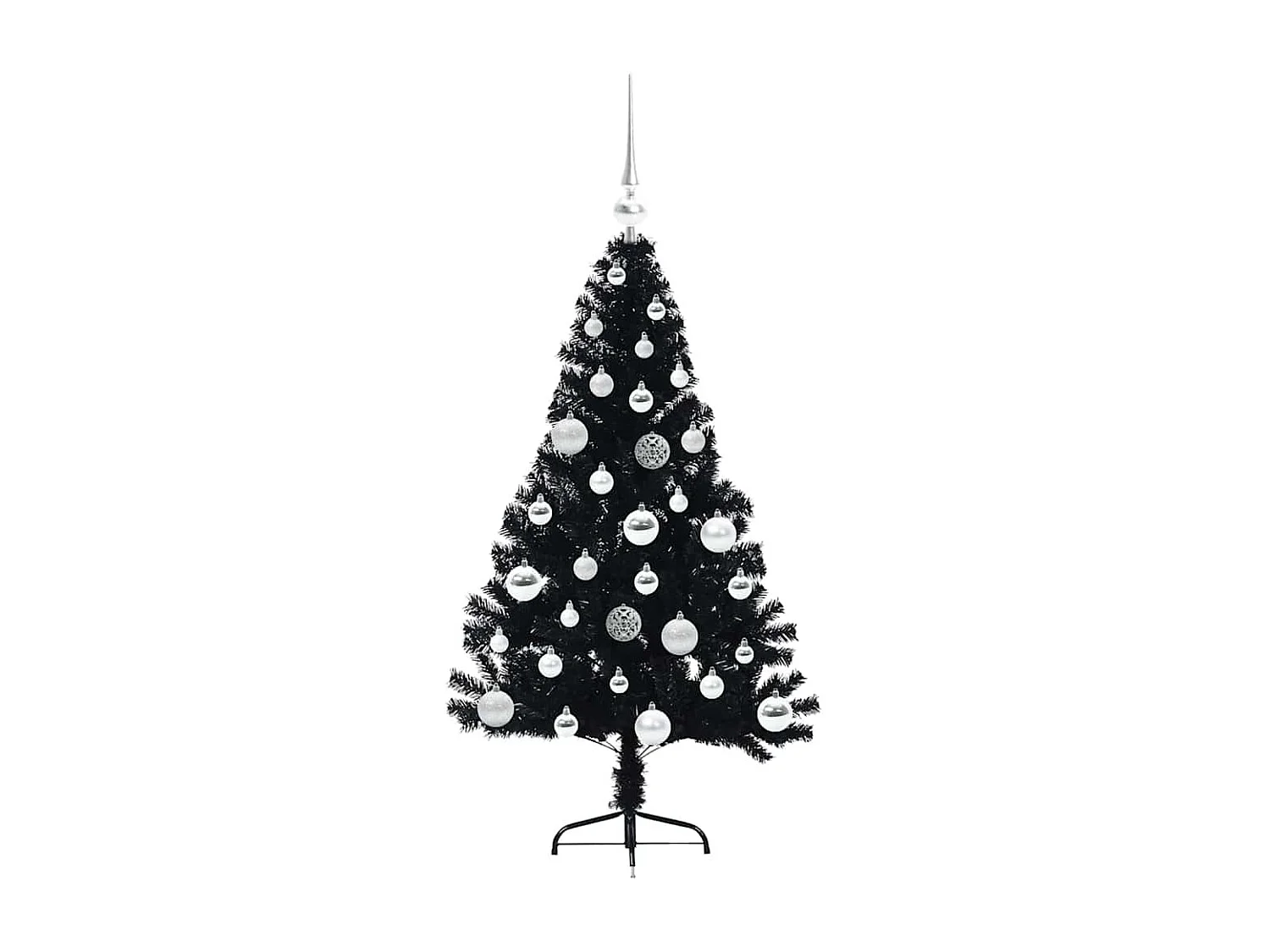 Sapin de Noël artificiel pré-éclairé Noir 120 cm PVC