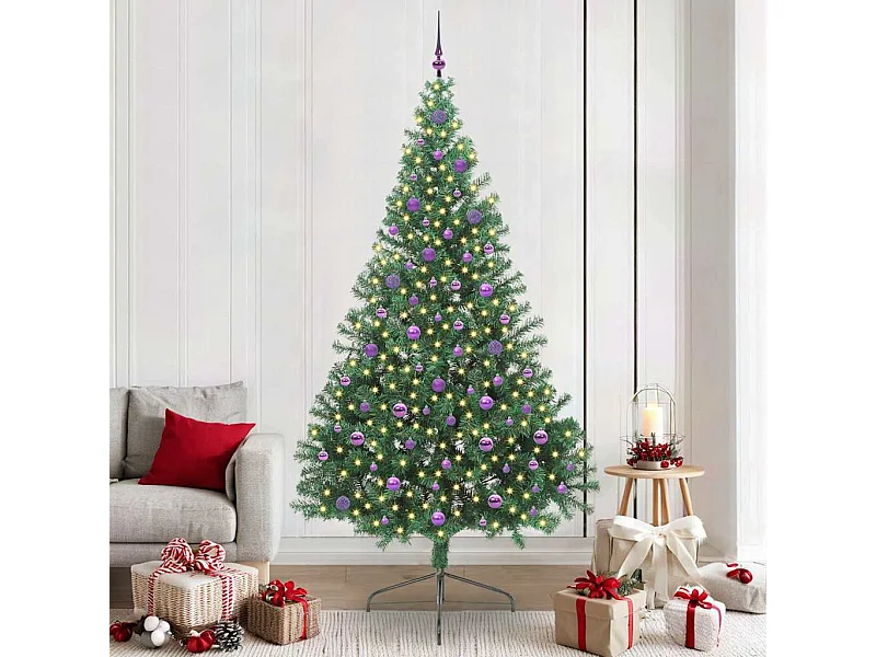 Albero di Natale artificiale preilluminato verde 240 cm in PVC