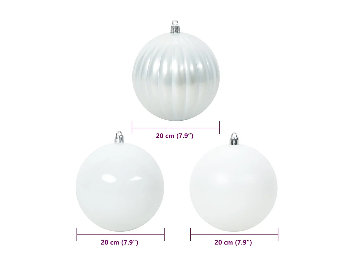 Set di 4 palline di Natale bianche