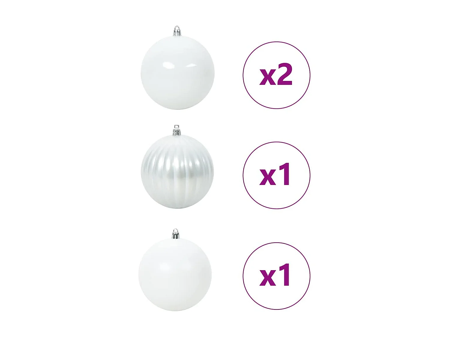 Ensemble de Boules de Noël 4 pcs Blanc