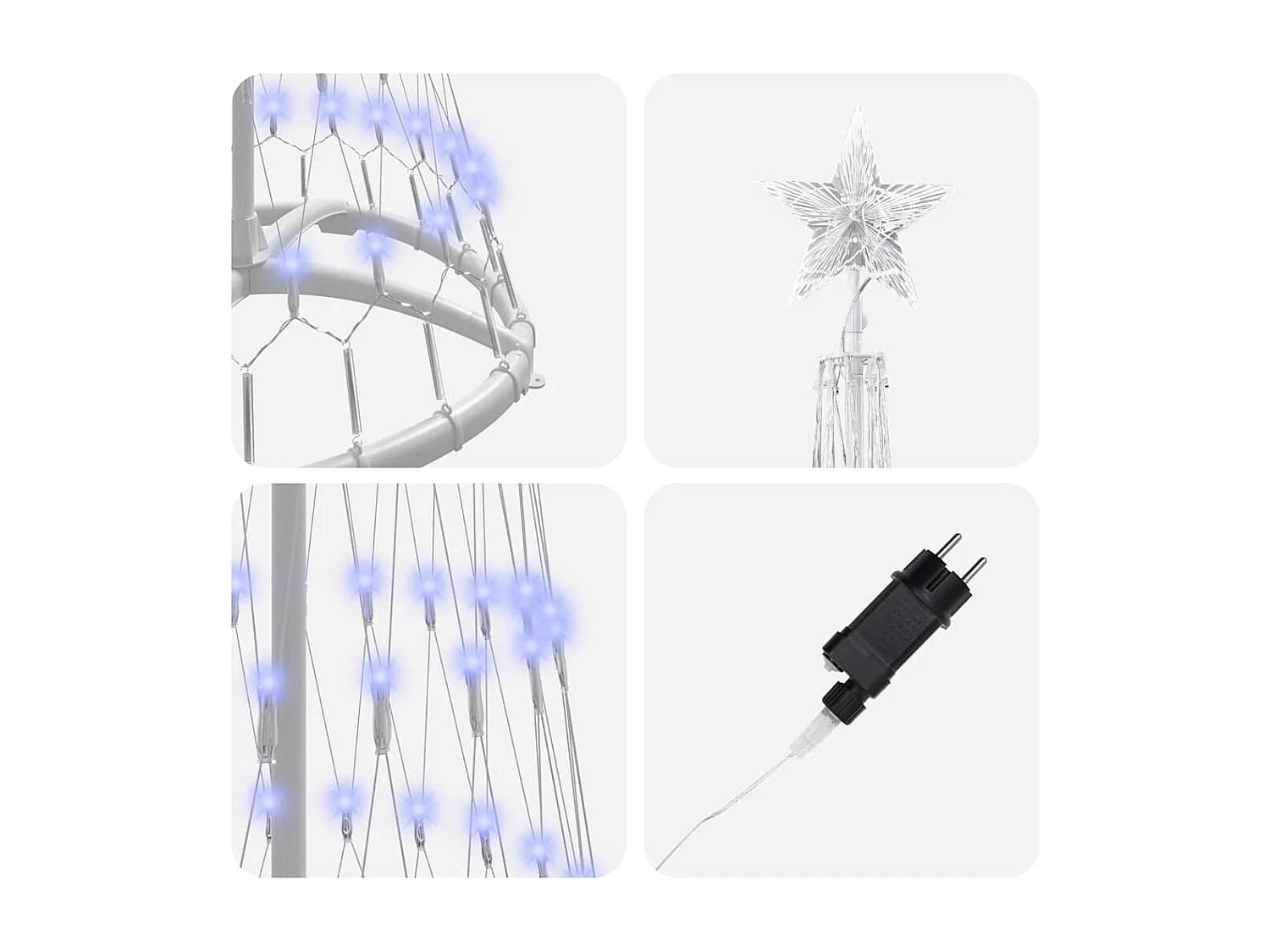 LED Weihnachtsbaum mit 230 LEDs Blau 51 x 51 x 190 cm Metall