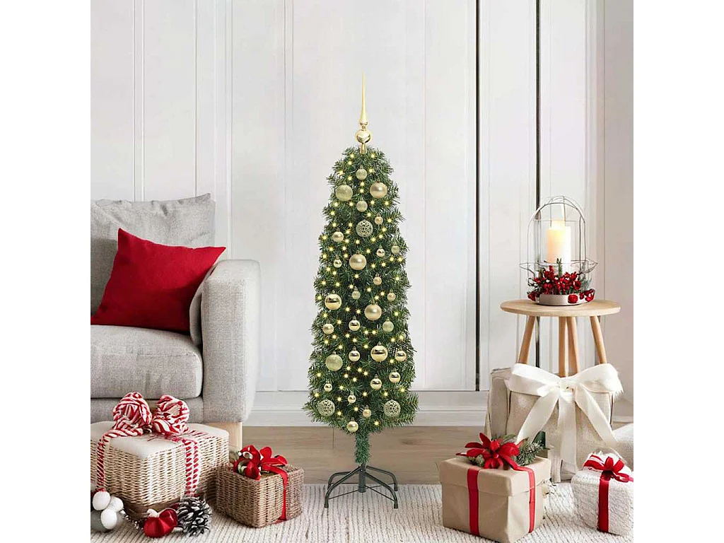 Albero di Natale artificiale Verde 120 cm PVC e acciaio e plastica