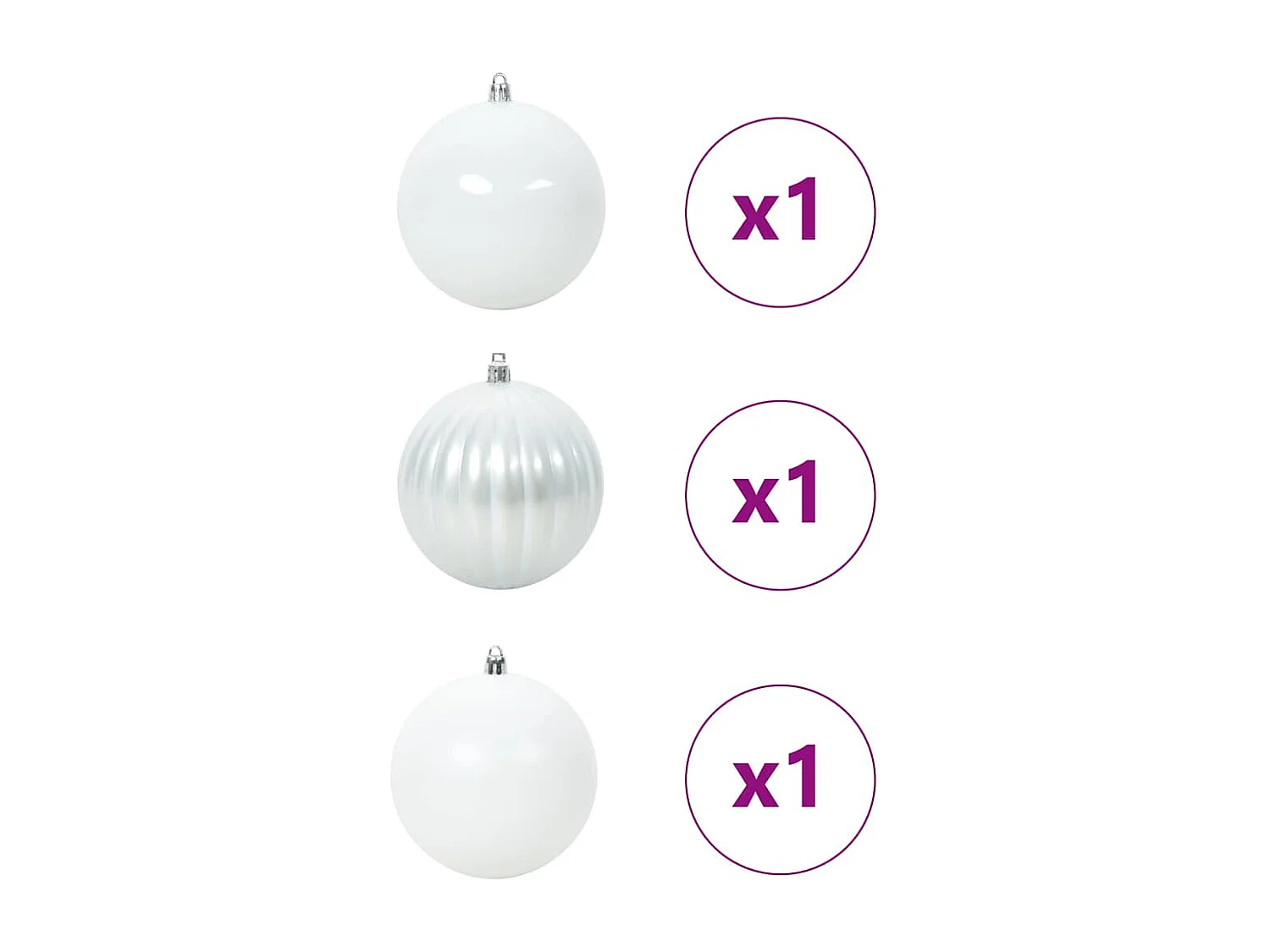 Ensemble de Boules de Noël 3 pcs Blanc