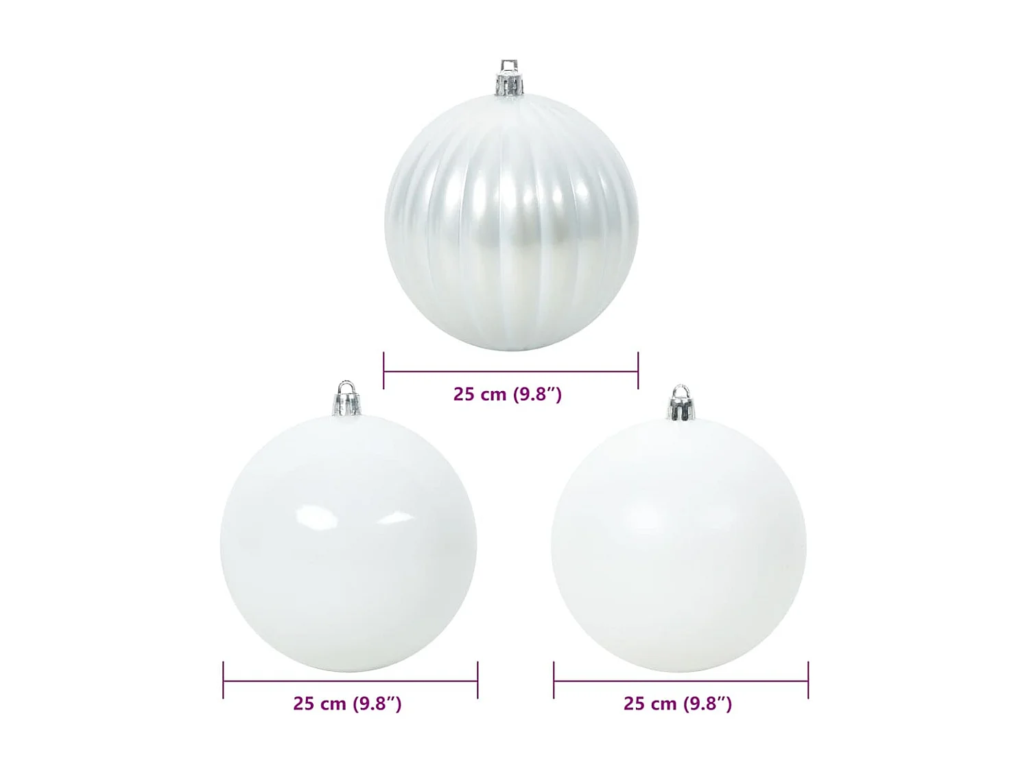 Ensemble de Boules de Noël 3 pcs Blanc