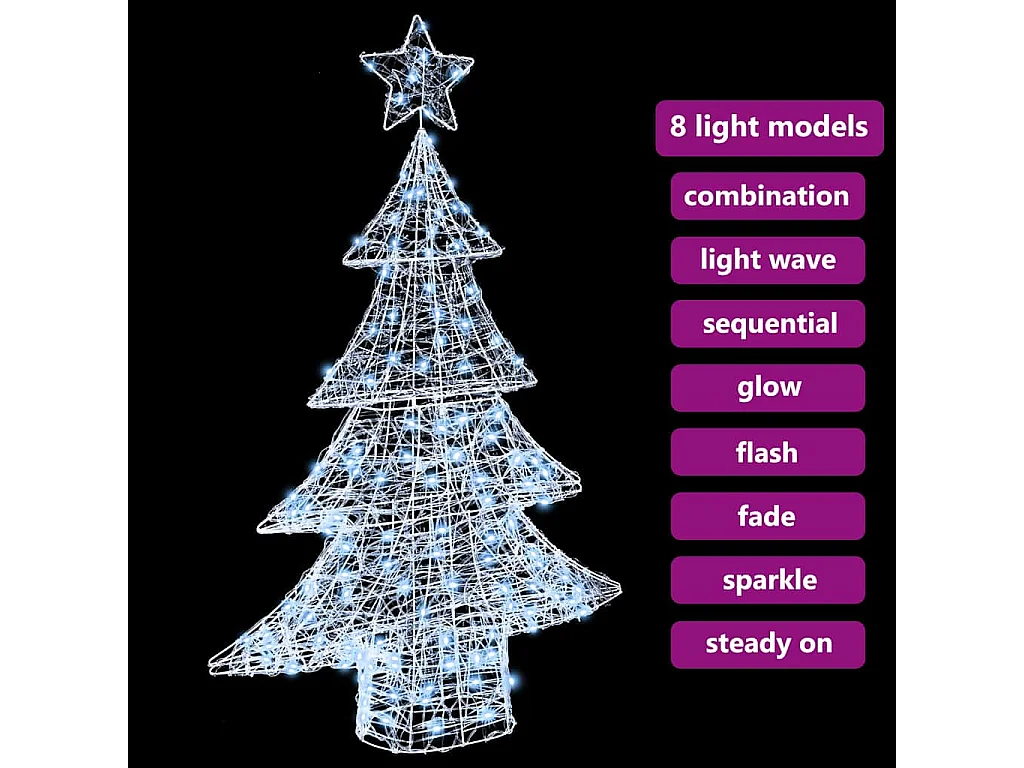 Albero di Natale con 100 LED Bianco Freddo 120 cm Acrilico