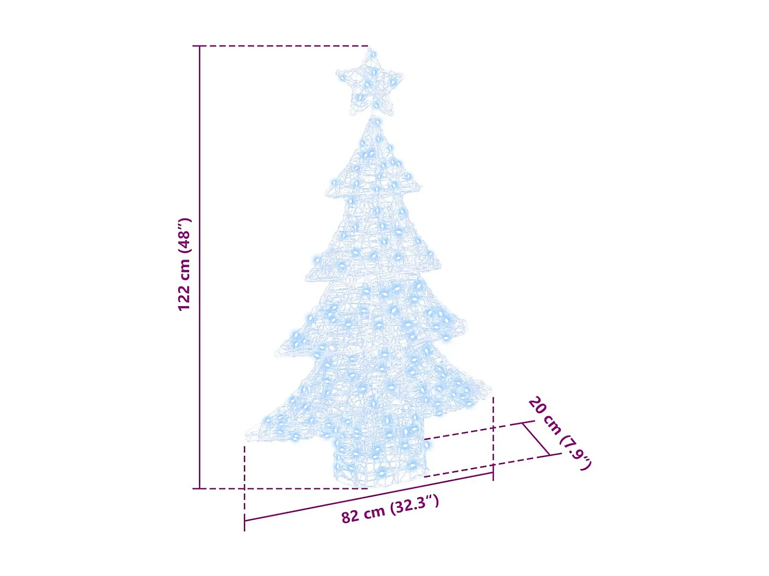 Sapin de Noël avec 100 LED Blanc froid 120 cm Acrylique