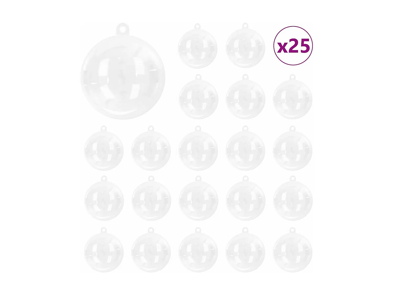 Set di 25 palline di Natale trasparenti Ø 8 cm