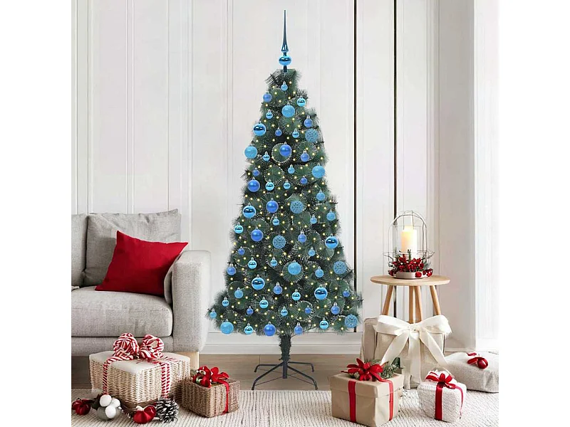 Albero di Natale artificiale preilluminato con set di palline