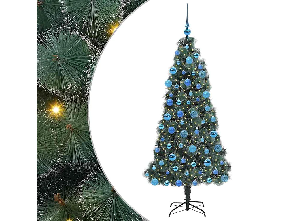 Voorverlichte kunstkerstboom met kerstballenset