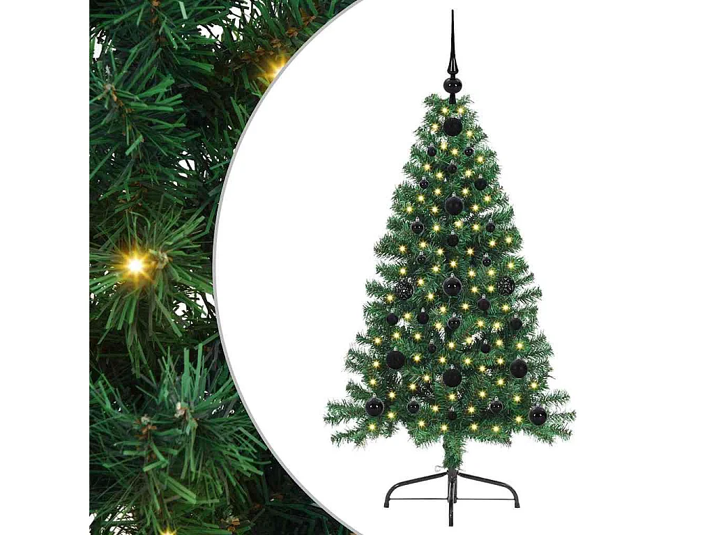 Künstlicher Weihnachtsbaum mit Beleuchtung, Grün, 120 cm, PVC