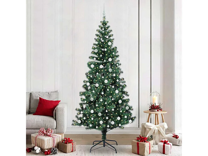 Künstlicher Weihnachtsbaum mit Beleuchtung, Grün, 240 cm, PVC und Metall