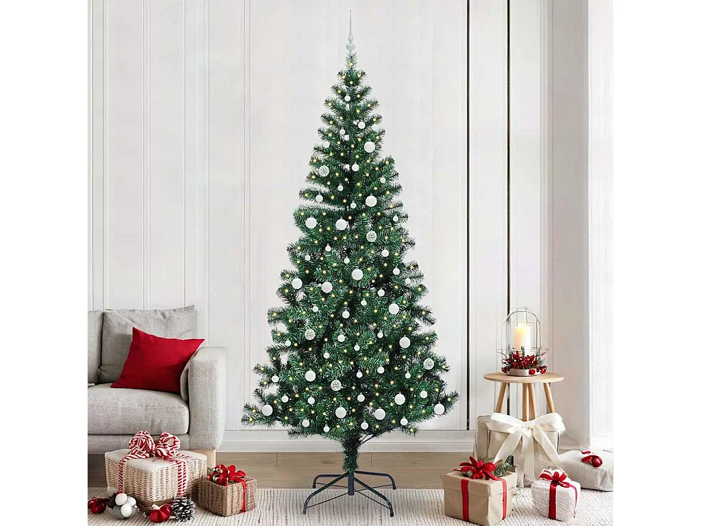 Sapin de Noël artificiel pré-éclairé Vert 240 cm PVC et métal