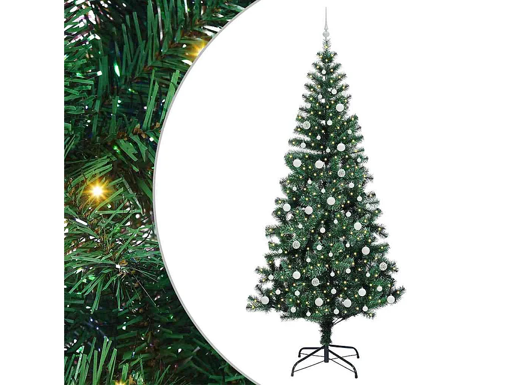 Sapin de Noël artificiel pré-éclairé Vert 240 cm PVC et métal