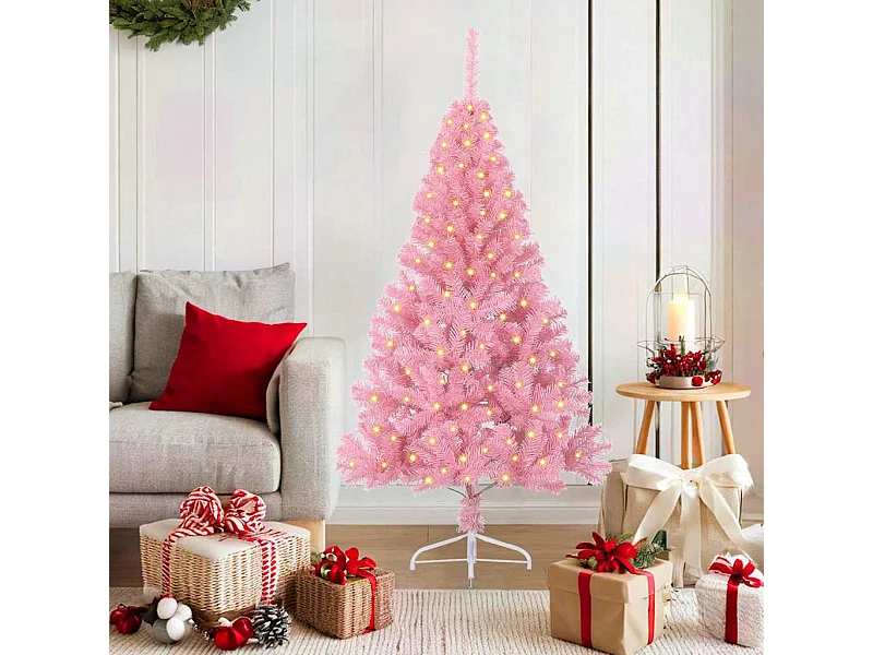 Sapin de Noël artificiel pré-éclairé Rose 150 cm PVC