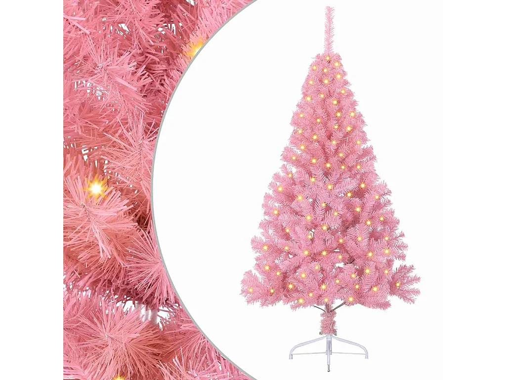 Sapin de Noël artificiel pré-éclairé Rose 150 cm PVC