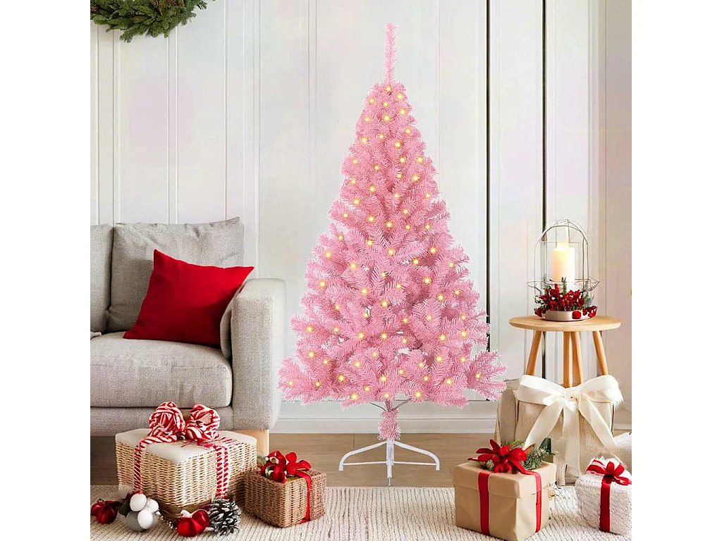 Sapin de Noël artificiel pré-éclairé Rose 150 cm PVC
