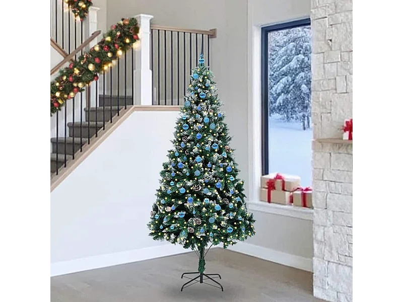 Künstlicher Weihnachtsbaum Grün 240 cm PVC, Stahl und Kunststoff